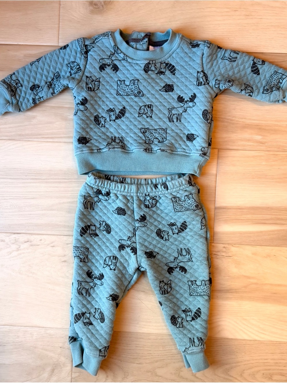 Koala Kids Quilted Woodland Animal Sweatshirt & Joggers Set Sage 12M